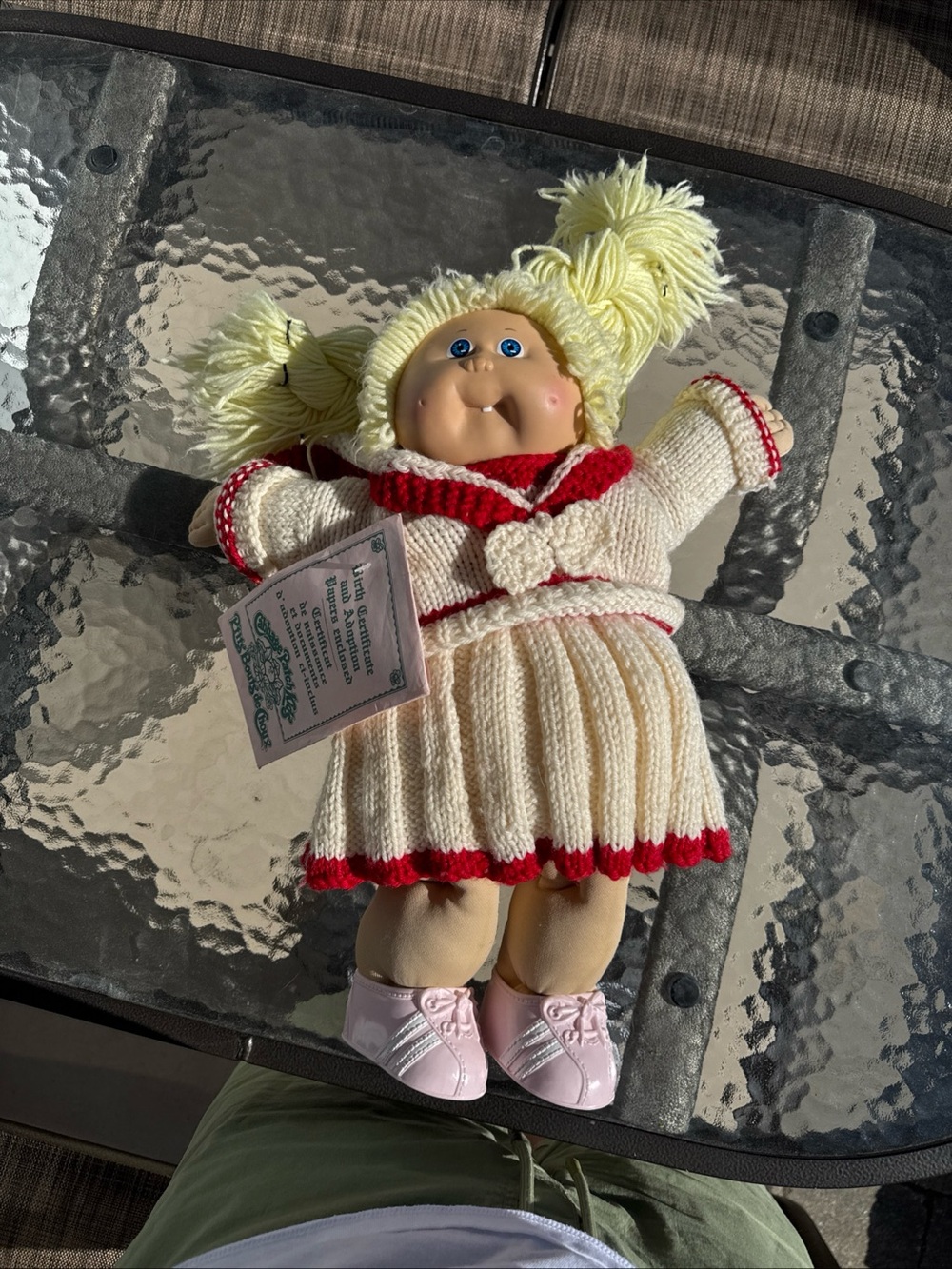 Cabbage Patch Kids Vintage Cream & Red Knit Doll with Pink Shoes - Kids Toy